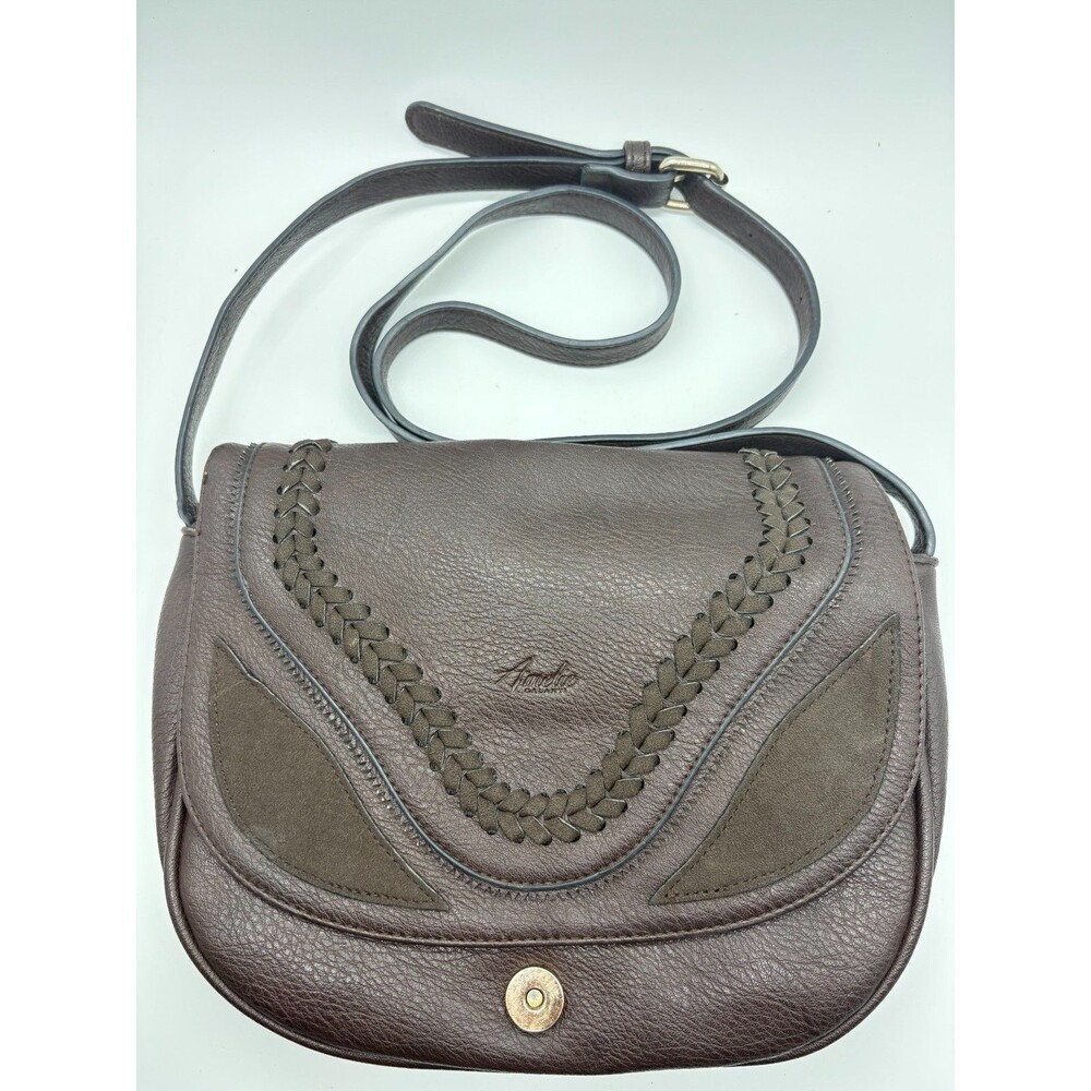 Amelie Galanti Medium Brown Chocolate Flap Zip Crossbody Bag Purse